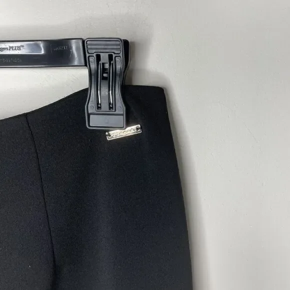 TAHARI Dress Pants Womens 8 Solid Black Flat Front Wide Straight Leg Stretch - Picture 3 of 8